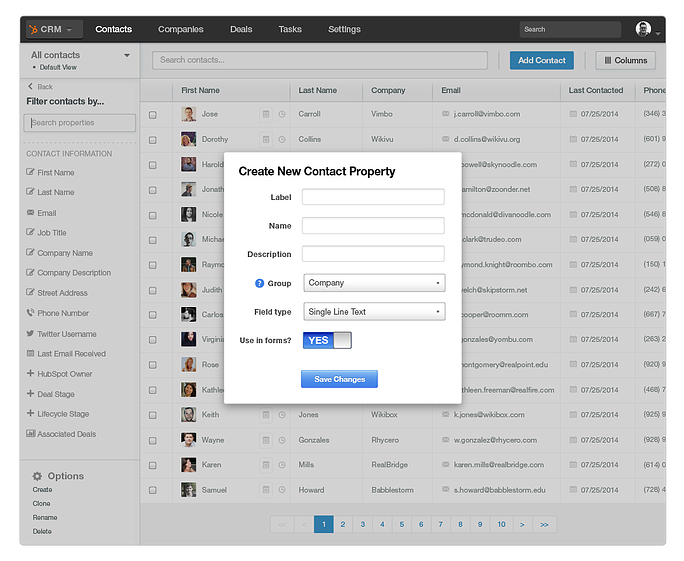 HubSpot CRM platform